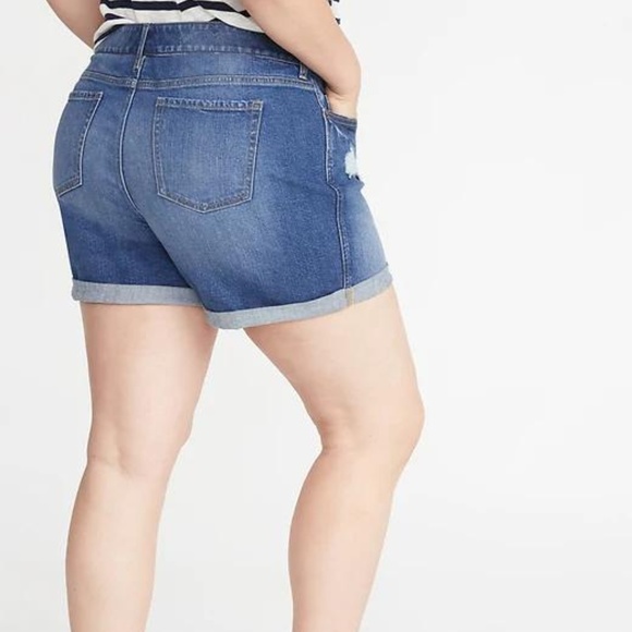Plus-Size Boyfriend Distressed Jean Shorts New - Picture 2 of 2